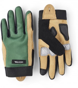 guanti da bici Hestra Bike Guard Jr. Long 5-finger Bambino Verde Oliva | JDRZ13097